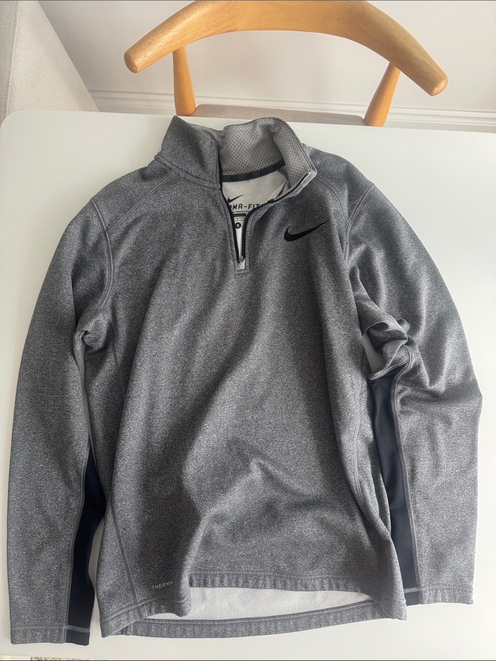 Nike Gray Heather Quarter-Zip Pullover with Black Swoosh